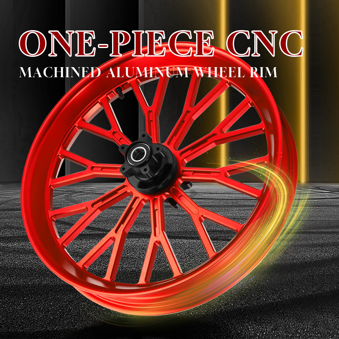 21 Inch Front Wheel Fat Spokes Wheel Rim One-Piece CNC Machined with Spacer 21"x3.5" for Harley Touring 2008-Later Street Glide/Road Glide/Road King/Electra Glide