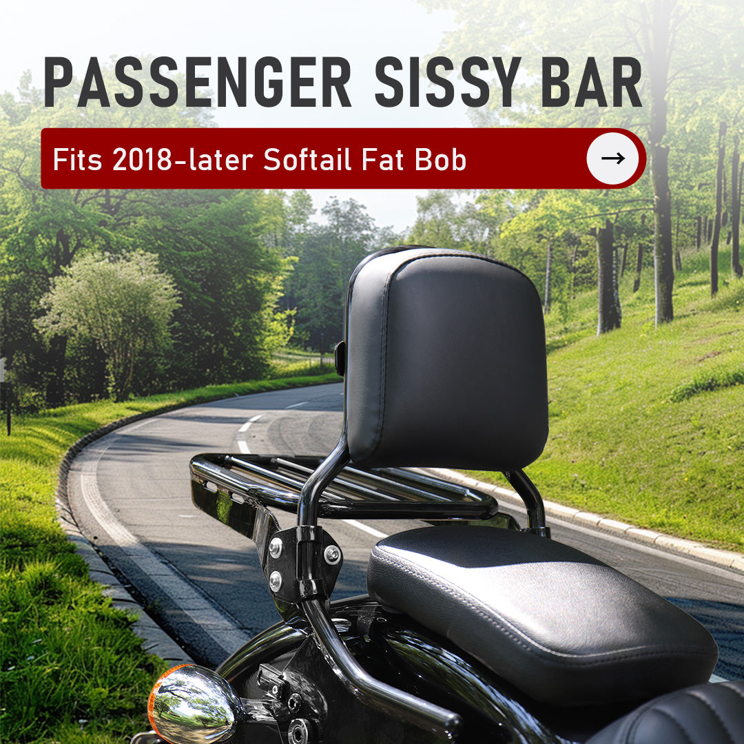 Detachable Backrest Sissy Bar Upright with Pad for 2018-later Softail Fat Bob 114 FXFB FXFBS models