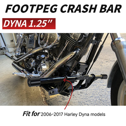 Flat-Out Engine Guard Front Highway Peg Crash Bar with Wings for Harley 2006-2017 Dyna Street Bob Fat Bob Low Rider Wide Glide Models