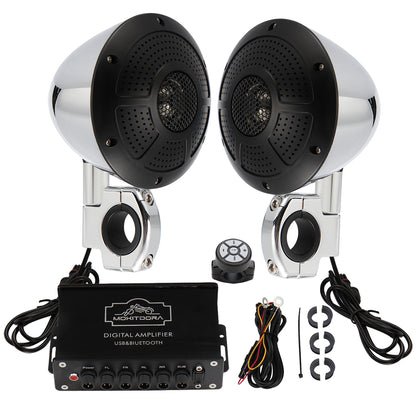1000W 4-Channel 4" Motorcycle Bluetooth Amplifier & Speakers Full Range IP67 Waterproof Micro Stereo Audio Amp System for Harley ATV UTV Boat Custom Touring Cruiser