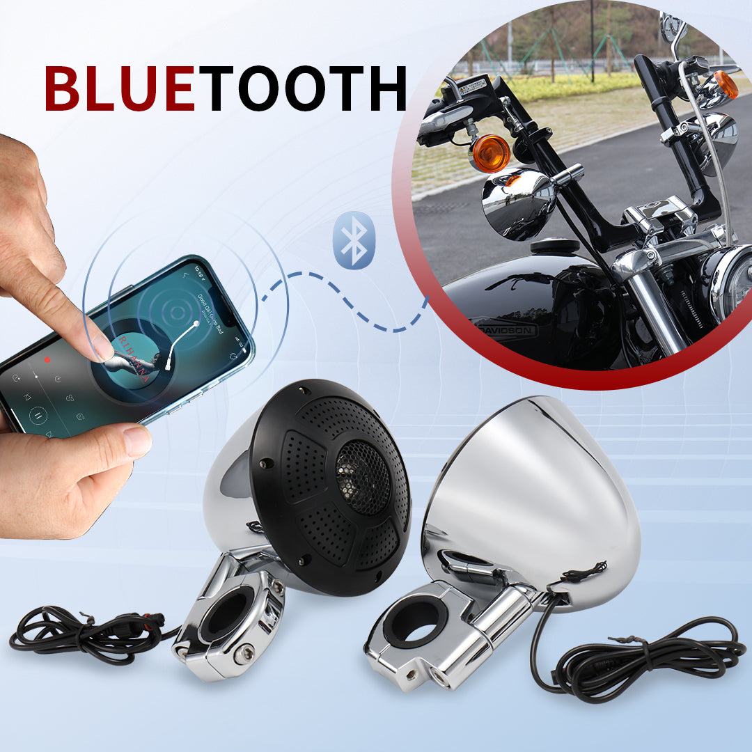 1000W 4-Channel 4" Motorcycle Bluetooth Amplifier & Speakers Full Range IP67 Waterproof Micro Stereo Audio Amp System for Harley ATV UTV Boat Custom Touring Cruiser