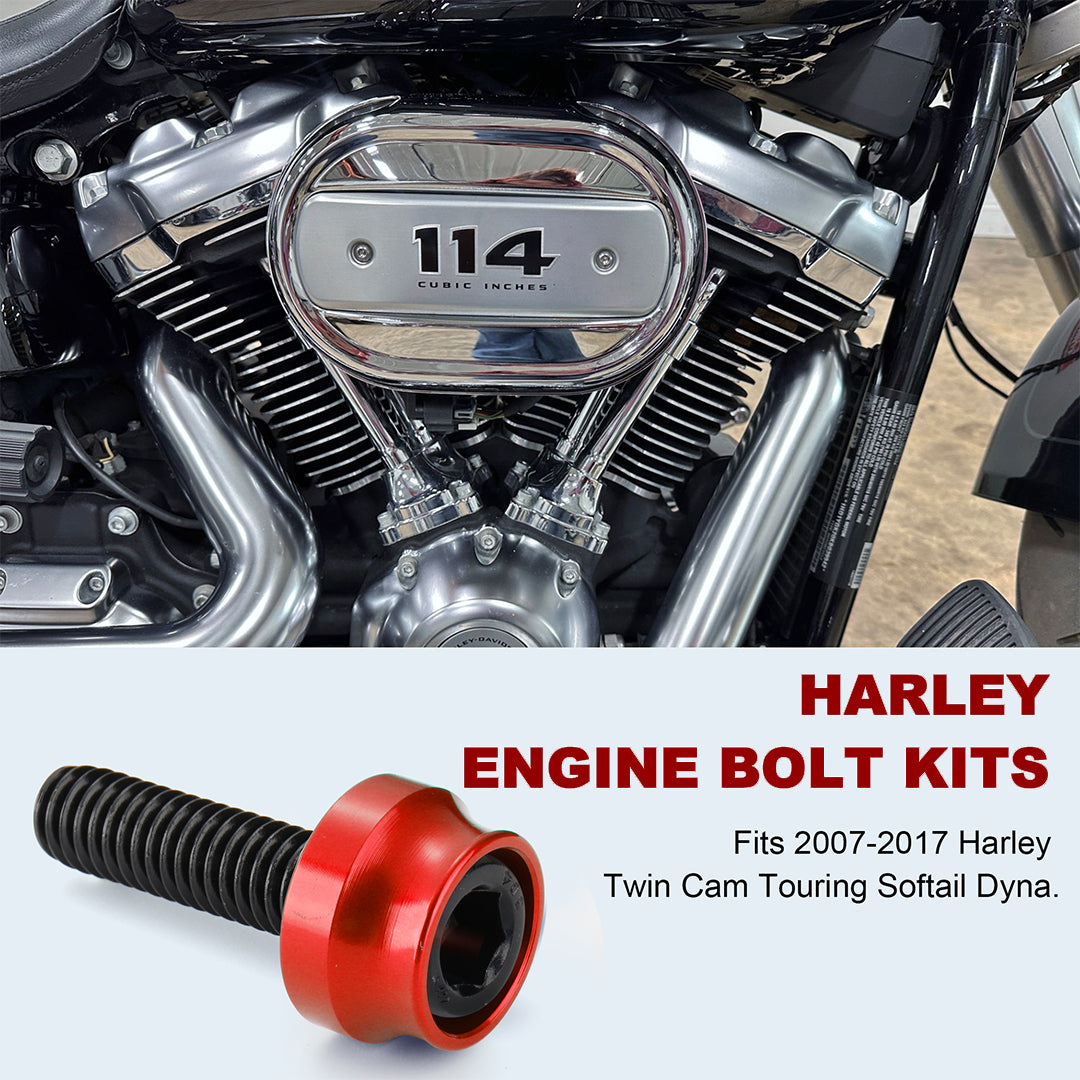 Engine Bolt & Head Toppers Caps Bolt Covers Full Kit for 2007-2017 Harley Touring/Softail/Dyna