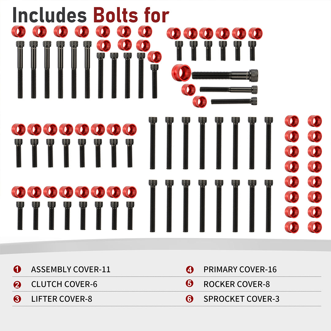Engine Bolt & Head Toppers Caps Bolt Covers Hardware Full Kit for 2004-later Harley Sportster