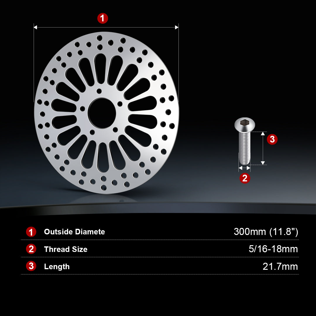 2Pcs 11.8" Front Brake Disc Rotors with Pads for Harley 2008-Later Touring