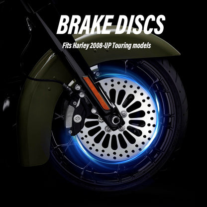 2Pcs 11.8" Front Brake Disc Rotors with Pads for Harley 2008-Later Touring