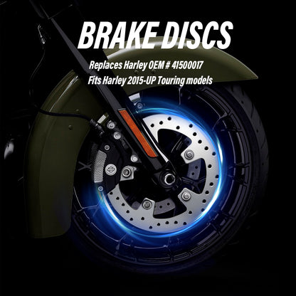 11.8" Front Brake Discs Rotors with Pads for Harley Touring 2015-Later