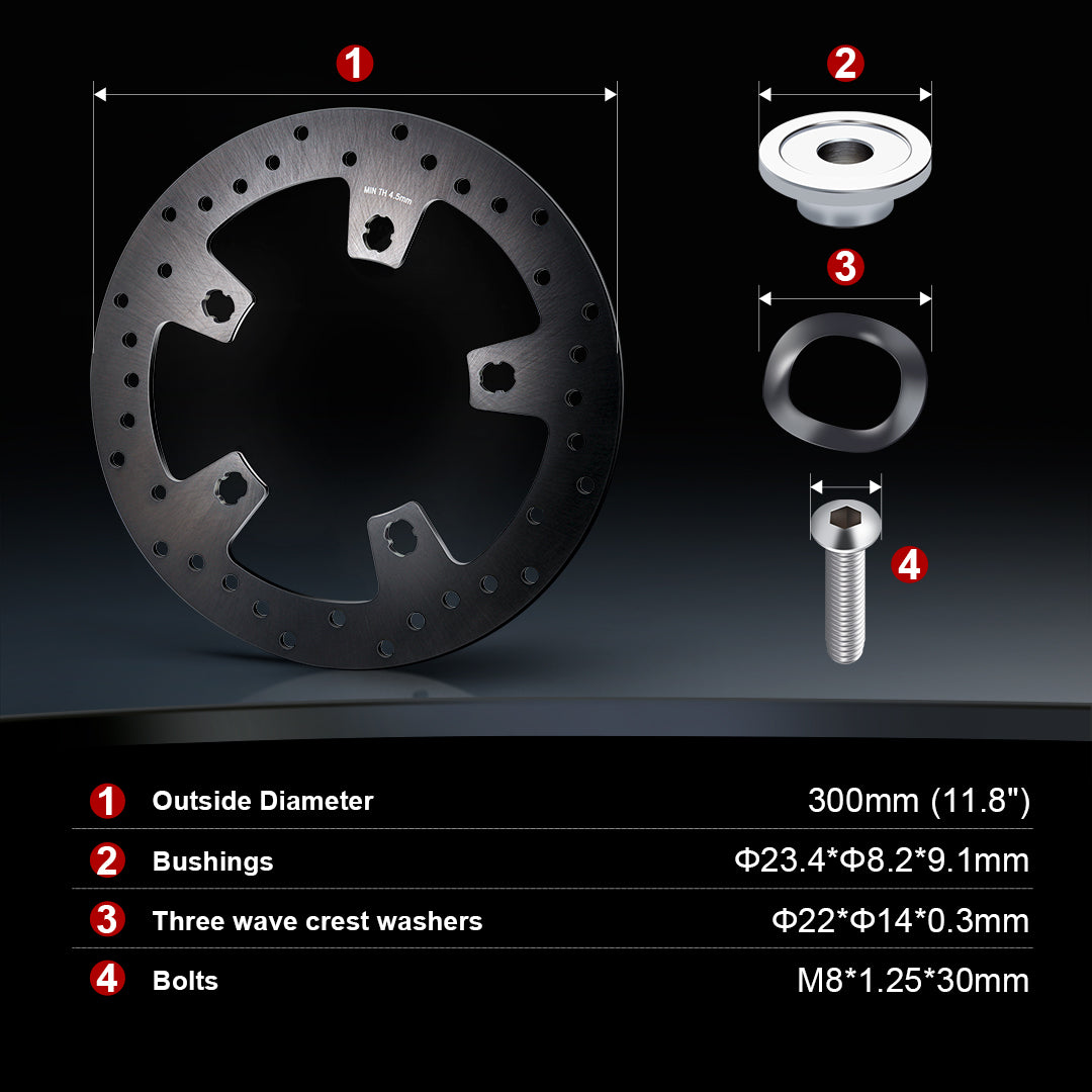 11.8" Front Brake Discs Rotors with Pads for Harley Touring 2015-Later