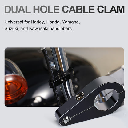 1.125"/1.375" Universal Motorcycle Handlebar or Frame Mount Clutch Throttle Cable Clamp or Brake Line Clips Single Hole