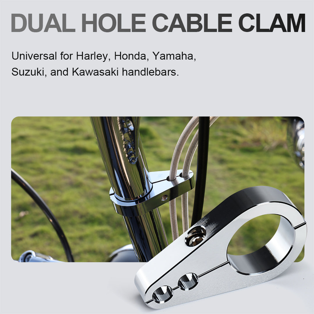 1.25" Universal Motorcycle Handlebar or Frame Mount Clutch Throttle Cable Clamp or Brake Line Clips Single Hole