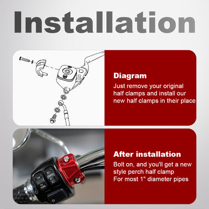 Clutch Brake Perch Clamp Halves for 1996-Later Harley