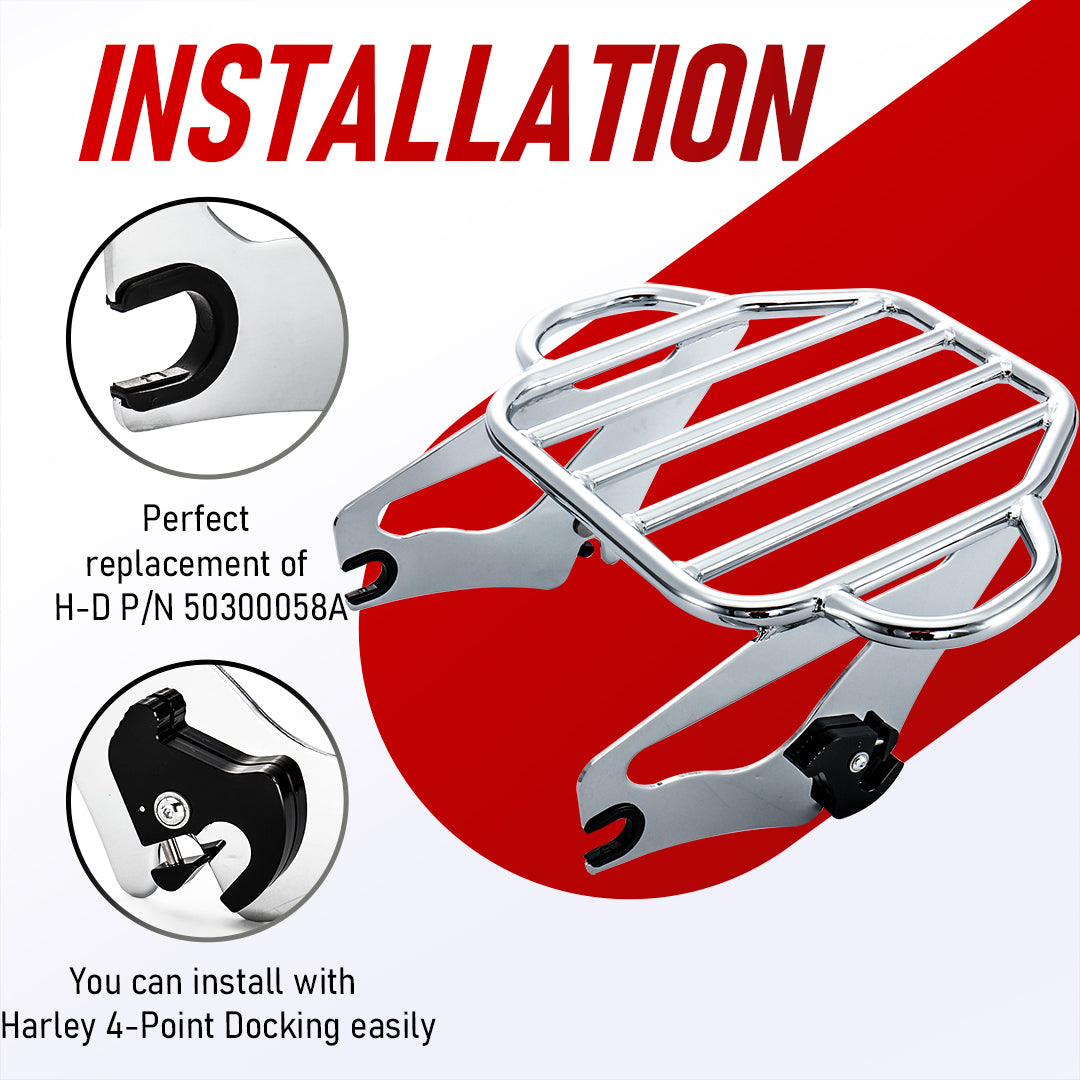 Detachable Two-Up Luggage Rack Rear Mounting Rack for 2009-Later Harley Touring