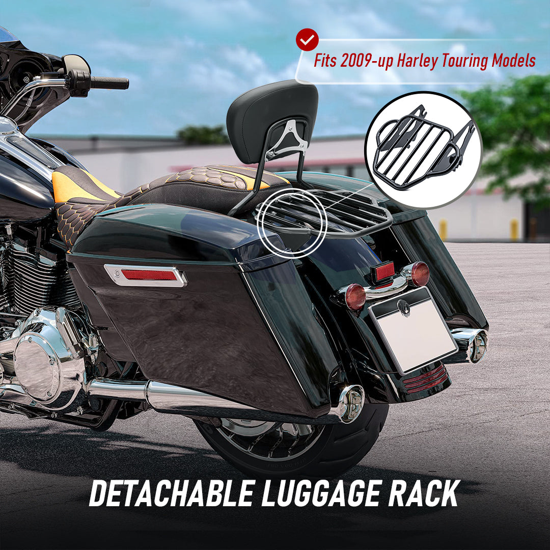 Detachable Two-Up Luggage Rack Rear Mounting Rack for 2009-Later Harley Touring