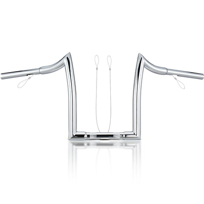 10"/12"/14"/16" Rise Ape Hangers 1.25" Fat 1" Clamp Handlebar Meathook Bars for 1994-Later Harley