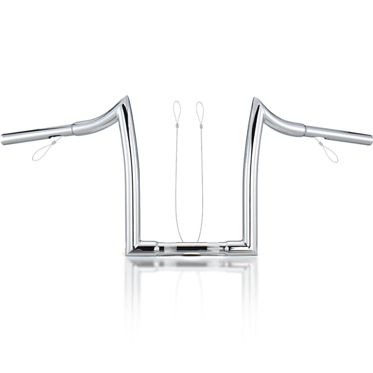 10"/12"/14"/16" Rise Ape Hangers 1.25" Fat 1" Clamp Handlebar Meathook Bars for 1994-Later Harley