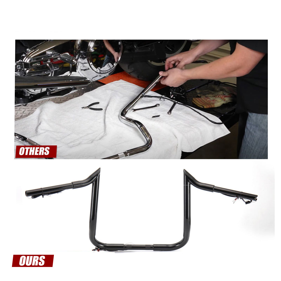 10"/12"/14" Prewired Meathook Handlebars for 2014-2015 Harley Touring