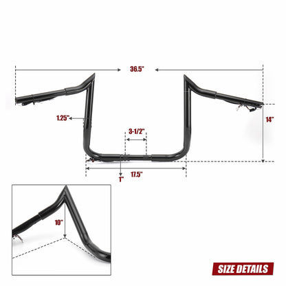 10"/12"/14" Prewired Meathook Handlebars for 2014-2015 Harley Touring