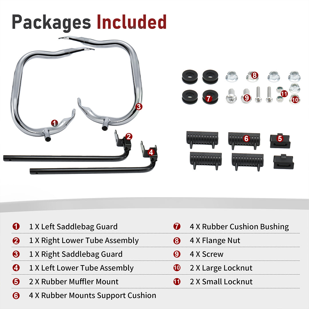 1.25" Saddlebag Guard Rear Crash Bars for 2023-Later Harley Touring