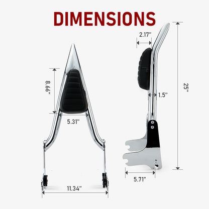 Meathook Sissy Bar 1.5" Fat Passenger Backrest for 1997-2008 Harley Touring