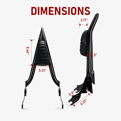 Black Sissy Bar Passenger Detachable Backrest for 2009-Later Harley Touring