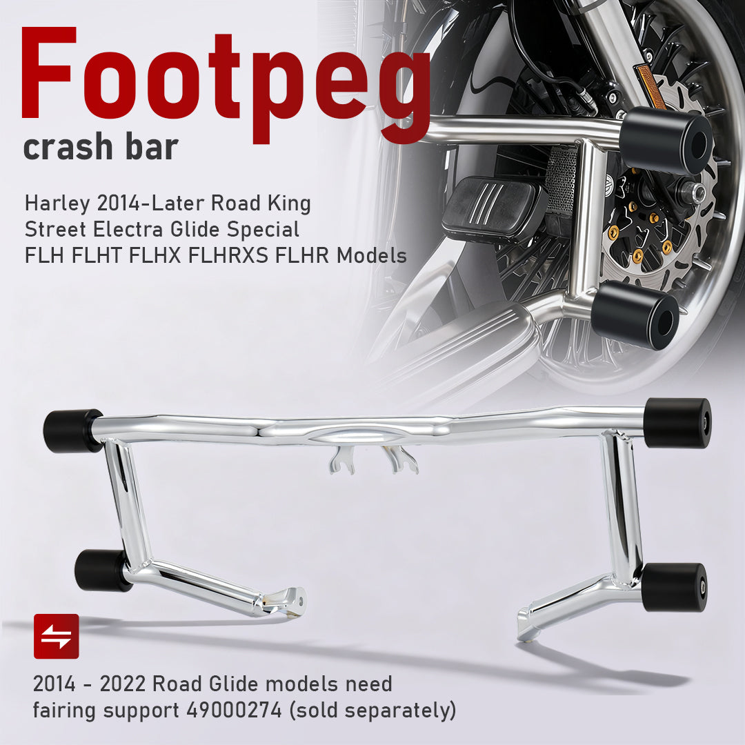 Universal Front Engine Guard Highway Peg Two-Step Crash Bar for 2014-Later Harley Touring