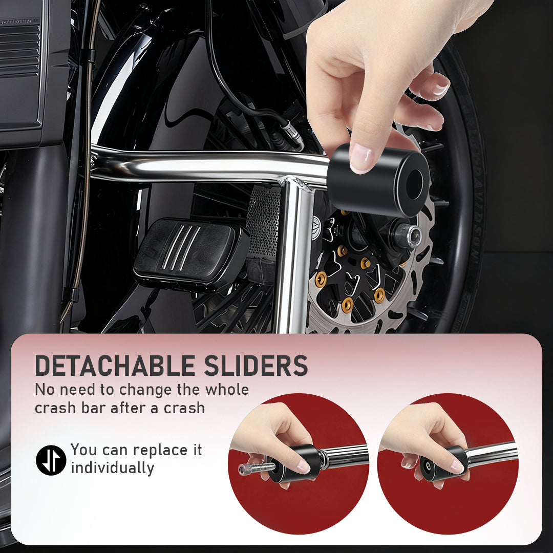 Universal Front Engine Guard Highway Peg Two-Step Crash Bar for 2014-Later Harley Touring