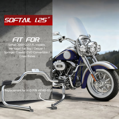 Engine Guard Highway Mustache Crash Bar 1.25" Fat for 2000-2017 Harley Softail