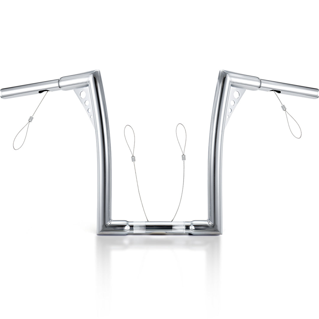 10"/12”/14" Rise Ape Hangers 1.25” Fat 1" Clamp Handlebar Z Bars for 1994-Later Harley Sportster/Dyna/Softail