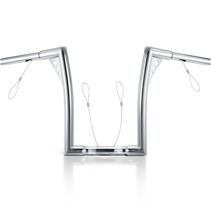 10"/12”/14" Rise Ape Hangers 1.25” Fat 1" Clamp Handlebar Z Bars for 1994-Later Harley Sportster/Dyna/Softail