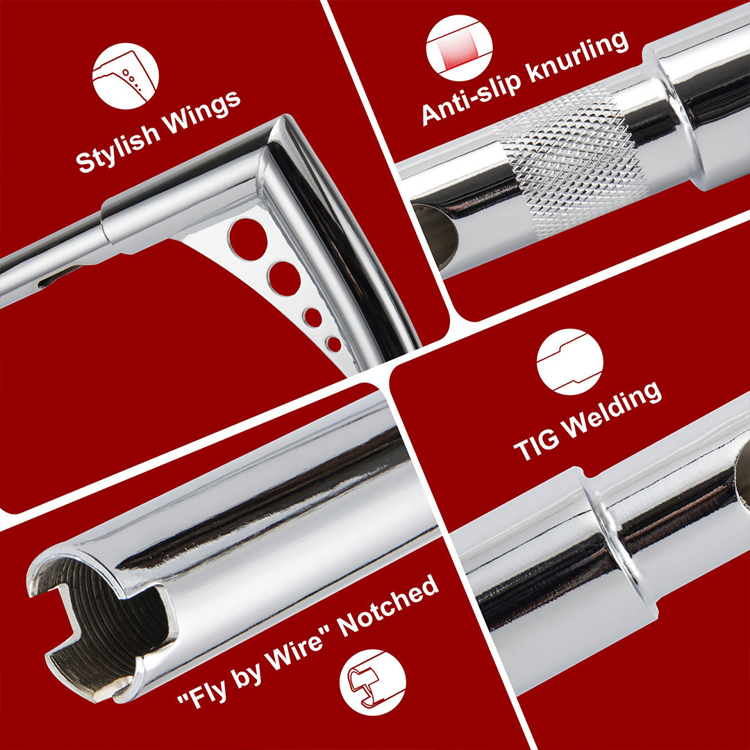 10"/12”/14" Rise Ape Hangers 1.25” Fat 1" Clamp Handlebar Z Bars for 1994-Later Harley Sportster/Dyna/Softail