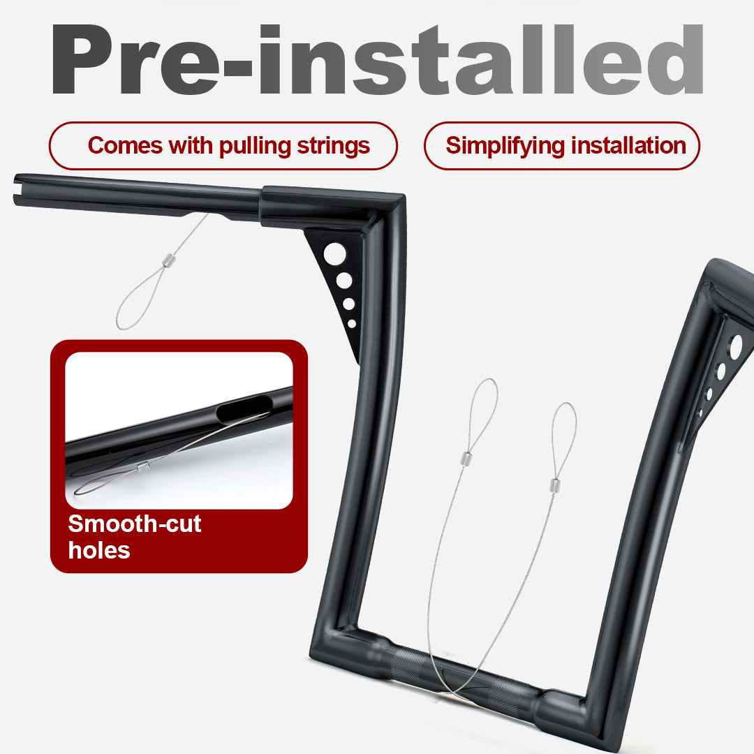 10"/12”/14" Rise Ape Hangers 1.25” Fat 1" Clamp Handlebar Z Bars for 1994-Later Harley Sportster/Dyna/Softail