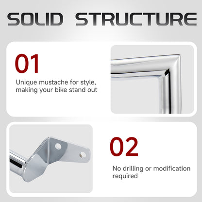 Meathook or Mustache Engine Guard Highway Crash Bar 1.5" Fat for 2006-2017 Harley Dyna