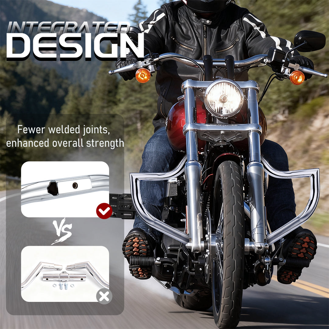 Meathook or Mustache Engine Guard Highway Crash Bar 1.5" Fat for 2006-2017 Harley Dyna