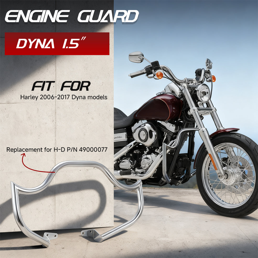 Meathook or Mustache Engine Guard Highway Crash Bar 1.5" Fat for 2006-2017 Harley Dyna