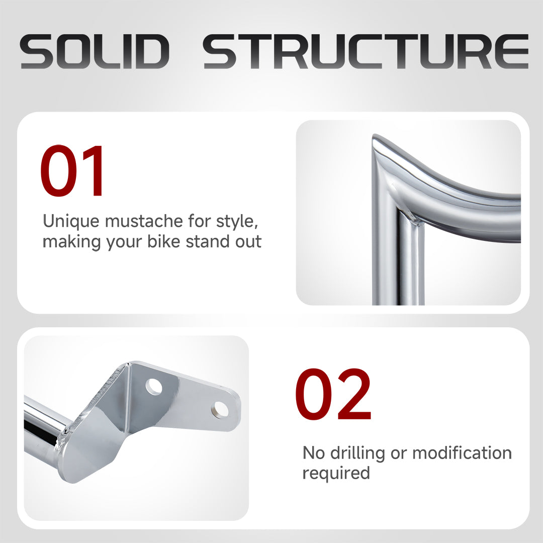 Meathook or Mustache Engine Guard Highway Crash Bar 1.5" Fat for 2006-2017 Harley Dyna