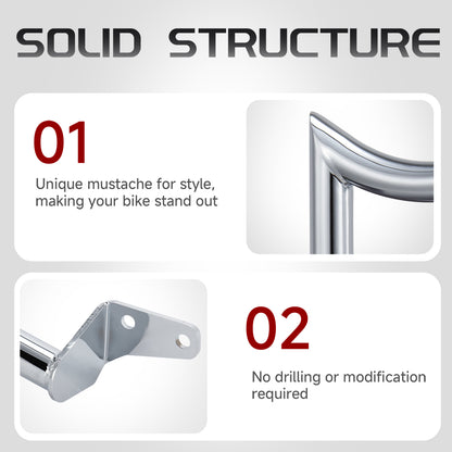 Meathook or Mustache Engine Guard Highway Crash Bar 1.5" Fat for 2006-2017 Harley Dyna