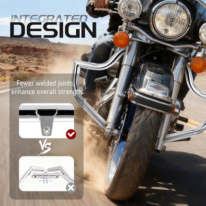 Meathook or Mustache Engine Guard Highway Crash Bar 1.5" Fat for 2009-Later Harley Touring