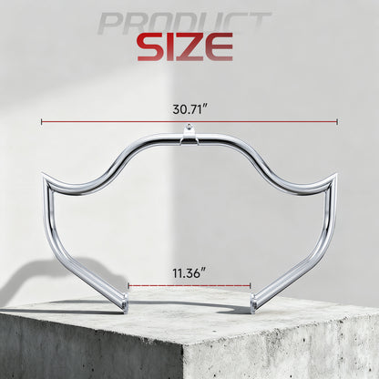 Meathook or Mustache Engine Guard Highway Crash Bar 1.5" Fat for 2009-Later Harley Touring