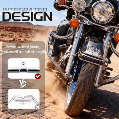 Meathook or Mustache Engine Guard Highway Crash Bar 1.5" Fat for 2009-Later Harley Touring