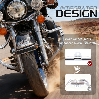 Meathook or Mustache Engine Guard Highway Crash Bar 1.5" Fat for 2000-2017 Harley Softail