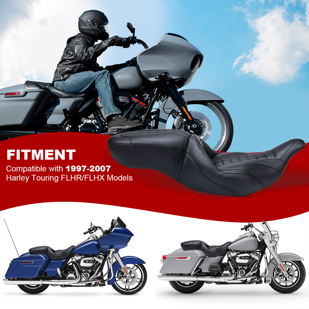 Driver Passenger Seat One-Piece Motorcycle Seats for 1997-2007 Harley Touring