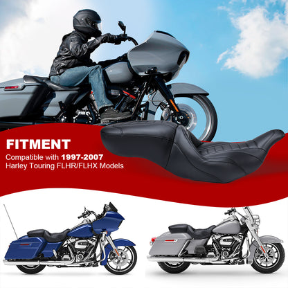 Driver Passenger Seat One-Piece Motorcycle Seats for 1997-2007 Harley Touring