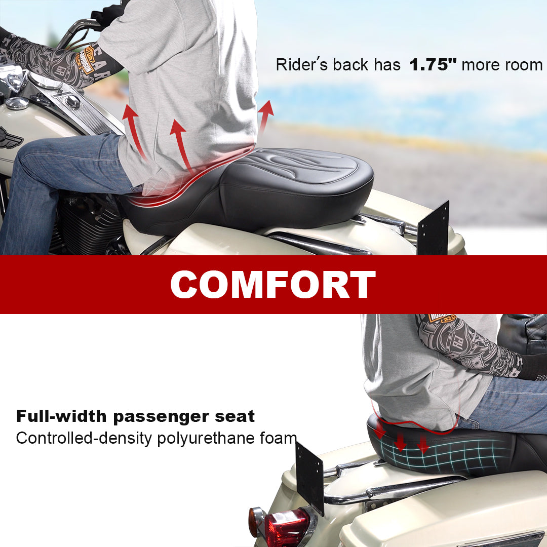 Driver Passenger Seat One-Piece Motorcycle Seats for 1997-2007 Harley Touring