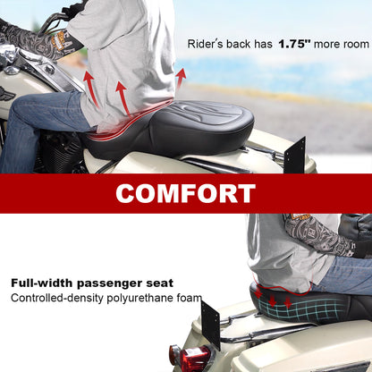 Driver Passenger Seat One-Piece Motorcycle Seats for 1997-2007 Harley Touring