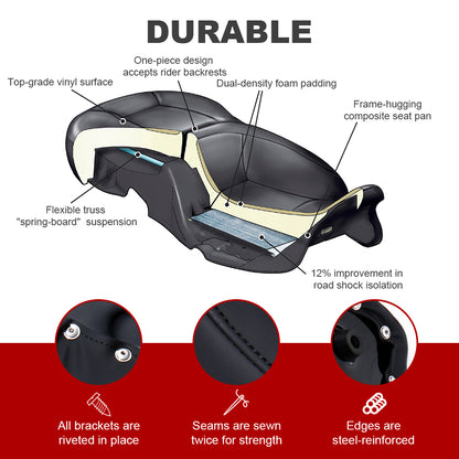 Driver Passenger Seat One-Piece Motorcycle Seats for 1997-2007 Harley Touring