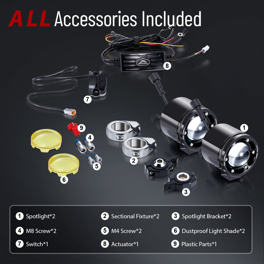 72W Waterproof Auxiliary Light Kit for Harley All 41MM Front Fork