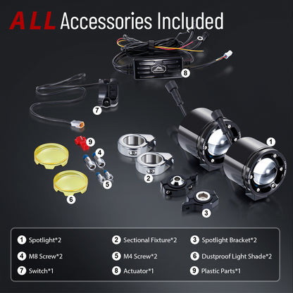 72W Waterproof Auxiliary Light Kit for Harley All 41MM Front Fork