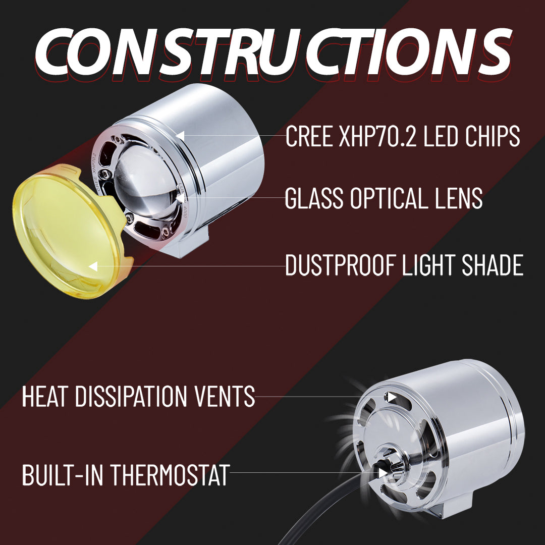 72W Waterproof Auxiliary Light Kit for Harley All 49MM Front Fork
