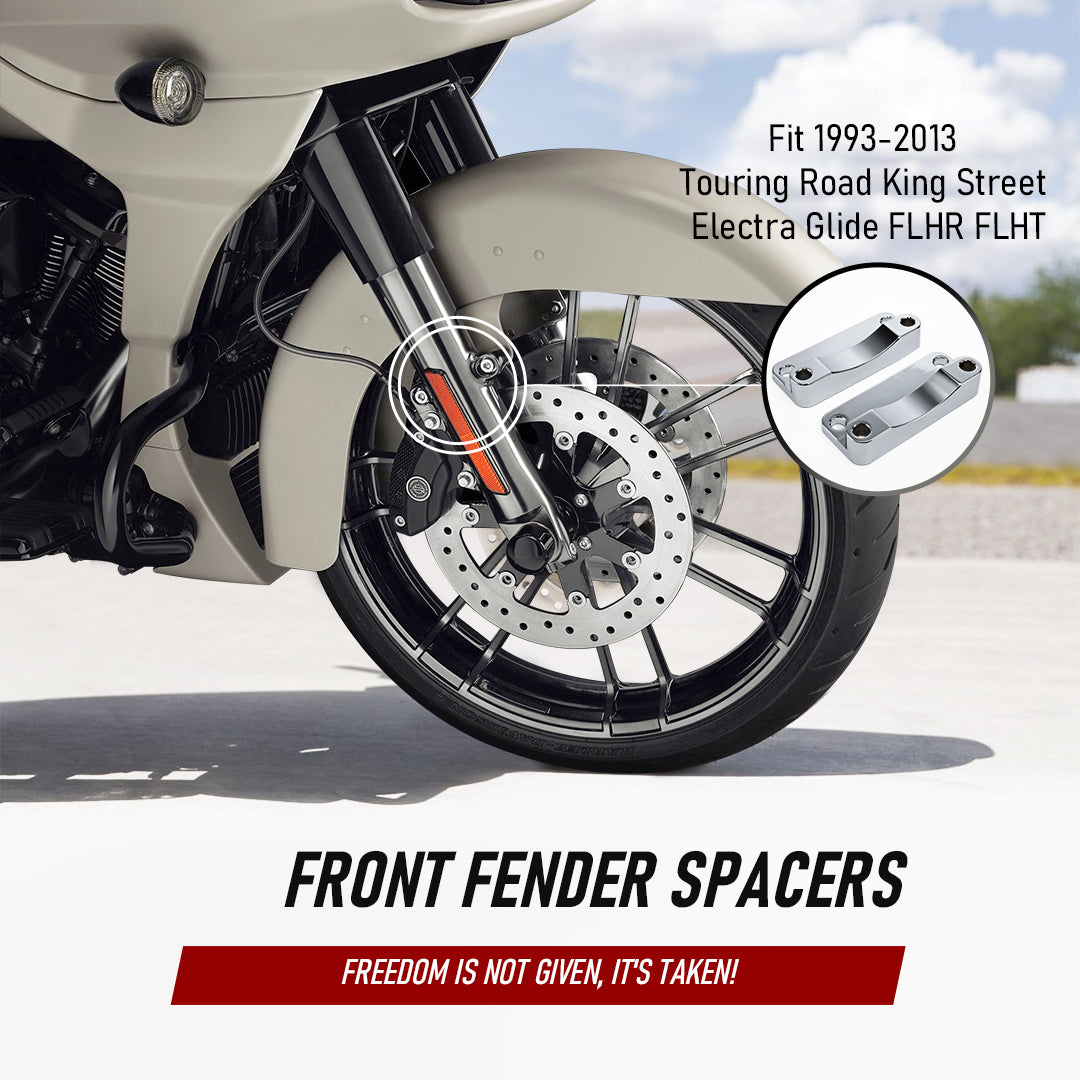 Front Fender Spacer Bracket Relocator Kit 20mm Lift Riser for 1993-2013 Harley Touring with 21" Wheel