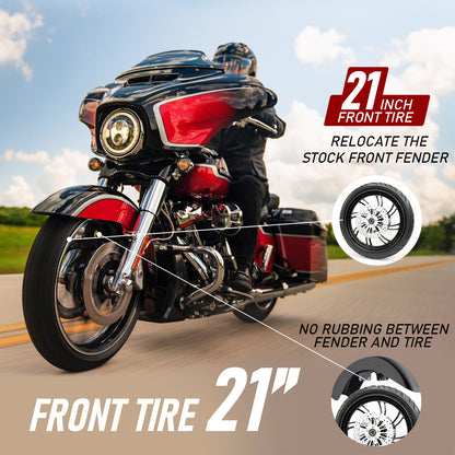 Front Fender Spacer Bracket Relocator Kit 20mm Lift Riser for 1993-2013 Harley Touring with 21" Wheel