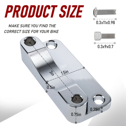 Front Fender Spacer Bracket Relocator Kit 20mm Lift Riser for 1993-2013 Harley Touring with 21" Wheel